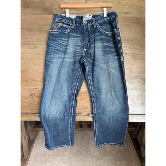 Ariat Bootcut Jeans Mens 34/30 Blue Denim Stretch M4 Series Relaxed Outdoor NWT - Picture 1 of 3